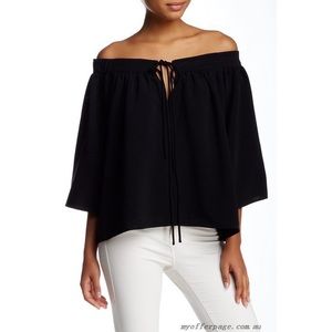 NWOT Elizabeth & James Black Chiffon OTS Top